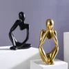 Ornement de maison en résine abstraite, mini homme pensé